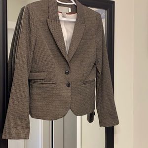 H&M plaid brown & black 2 button blazer size 10